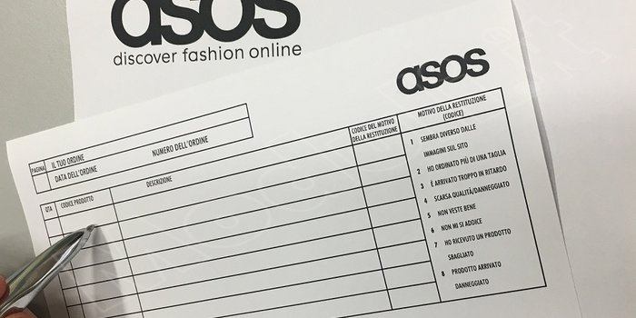 rimborso asos, restituzione pacco asos